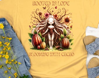 Cacao Ceremony T-Shirt: Blooming with Cacao, Healing Rituals