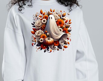 Halloween Ghost Sweatshirt | Floral Spooky Season Pullover