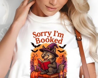 Bücherwurm Halloween Wolf Shirt, Tut mir leid, ich bin gebucht Tee, Wolf T-Shirt