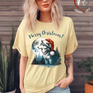 Wolf Christmas  Shirt, Santa Wolf Tee, Festive Holiday T-shirt, Men Women Kids Gift, Comfort t-shirt