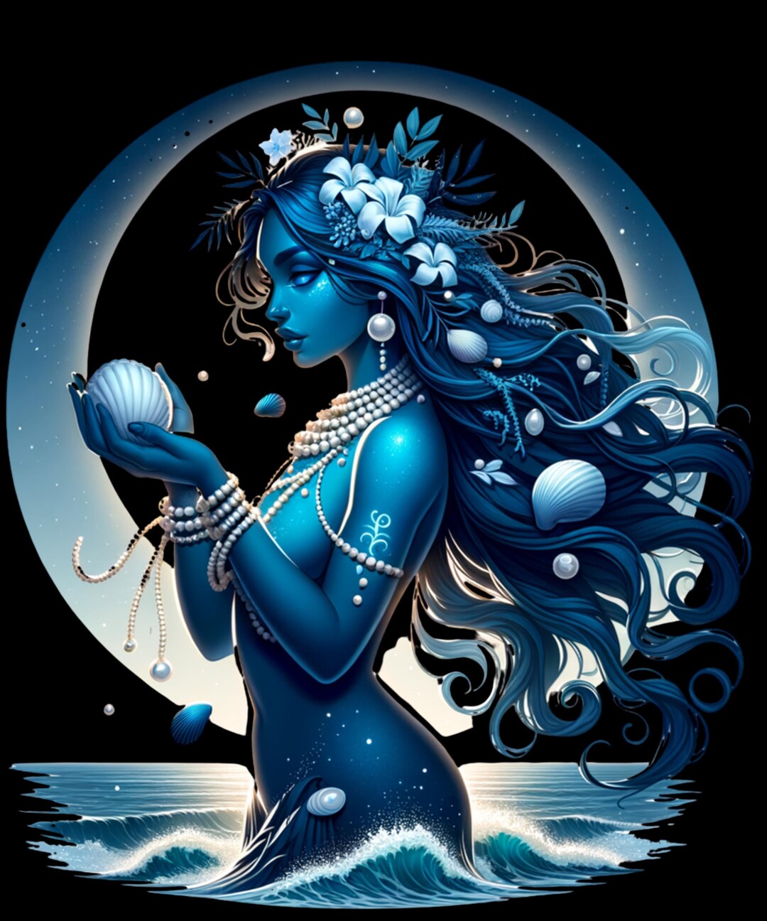 Yemanjá Ocean Goddess Shirt, Sea Goddess Art, Nautical Fantasy Tee ...