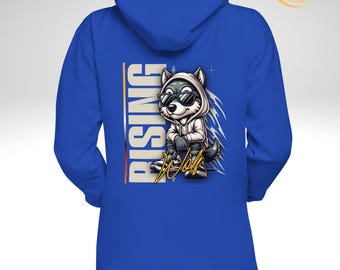 Rising Wolf Hoodie, Oversized Wolf Pack Graphic Streetwear for Youth & Adults, Trendy Cozy Apparel
