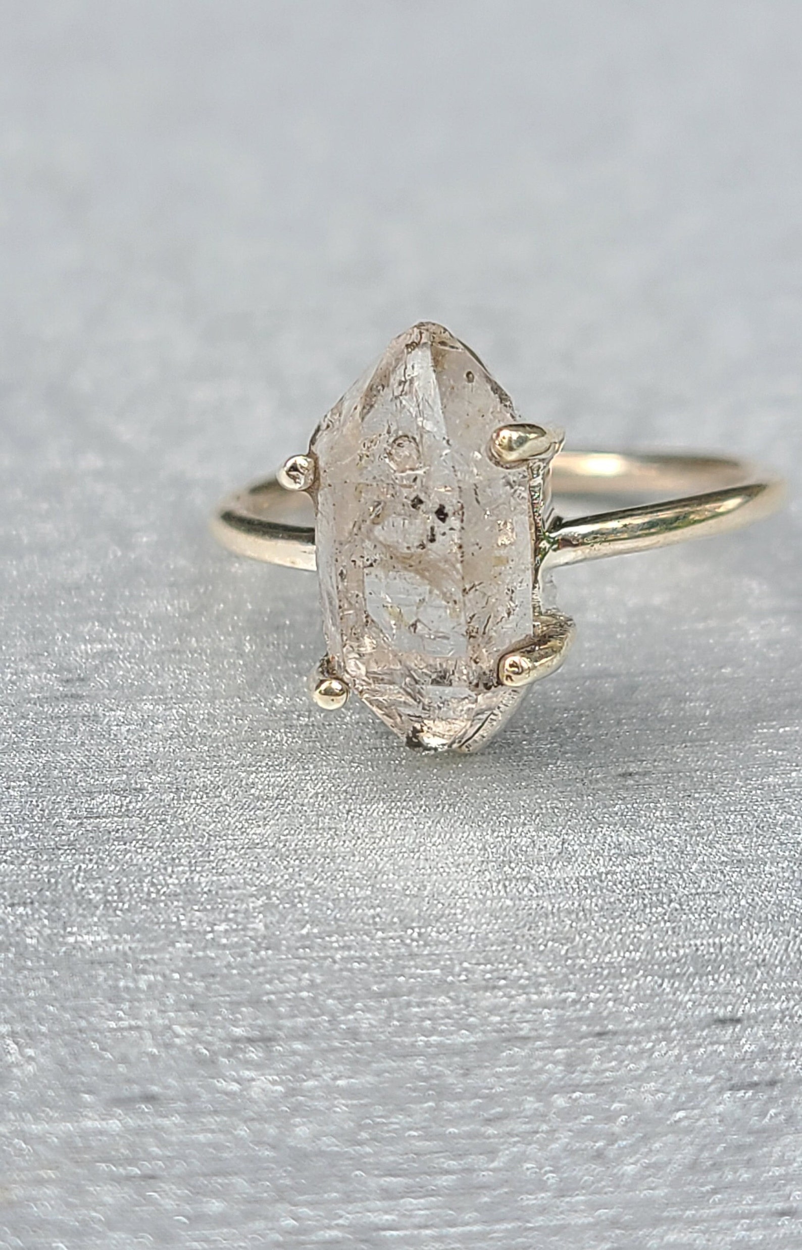 Herkimer Diamond Ring-april Birthstone -diamond Jewely-herkimer Diamond ...