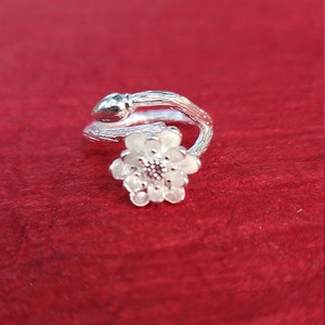 Lotus flower sterling silver adjustable ring for daughter-Birthday gift-sterling silver jewelry-Remarkable jewelry-unique jewelry-gift