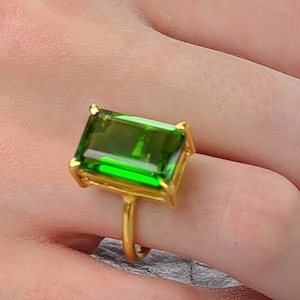 Quartz Ring Size 6- Sterling Silver Gold Plated- Quartz Ring Size 6- Sterling silver jewelry -Birthday stone