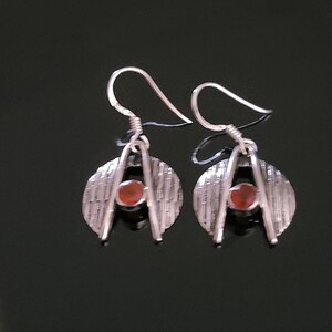 Garnet Dangle Sterling Silver Earrings-Gemstone Earrings -Sterling Silver Earrings-Casual Earrings -Gift
