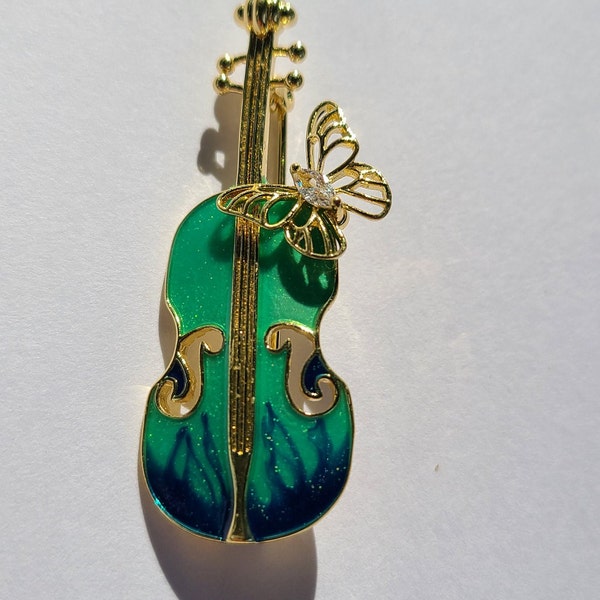 Violin Brooches-Special Brooch-Girls Brooch-Violin Pin-Green Violin Brooch -Mother's Day Gift