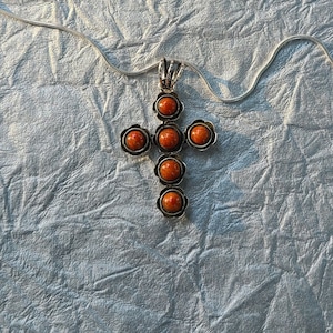 Cross Pendant Sponge Coral -Coral pendant-Cross pendant in sterling silver-Religious Pendant-Unisex cross