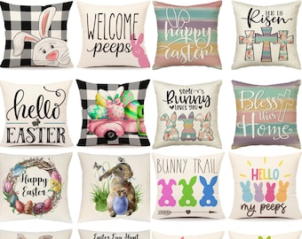 Happy Easter ULOVE LOVE YOURSELF Easter Greeting Throw Pillow Case Rabbit&Flowers Cushion Covers Spring Home Decorative Pillow Covers 20 x 20 Inch,4 Pack Happy Easter ULOVE LOVE YOURSELF Easter Greeting Throw Pillow Case Rabbit&Flowers Cushion Covers Spring Home Decorative Pillow Covers 20 x 20 Inch,4 Pack