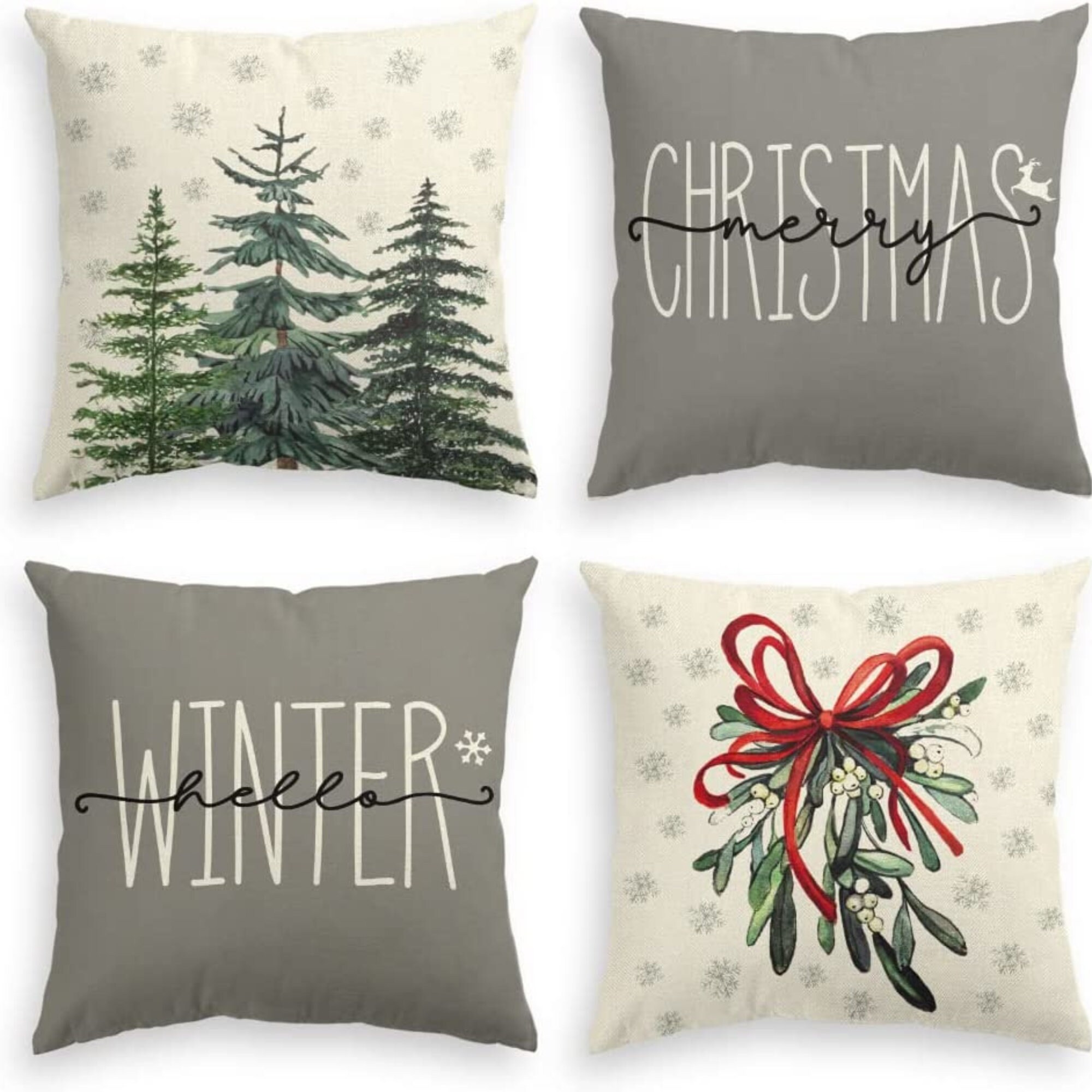Christmas Pillow Covers 18x18 Set of 4 Pillow Covers Neutral Etsy