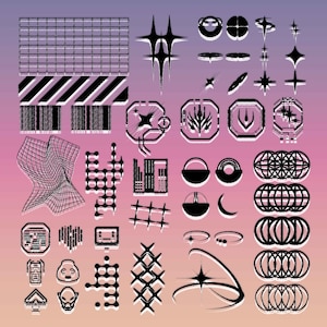45+ Cyberpunk futuristic Y2K inspired shapes, vectors, and icons for your graphic design projects