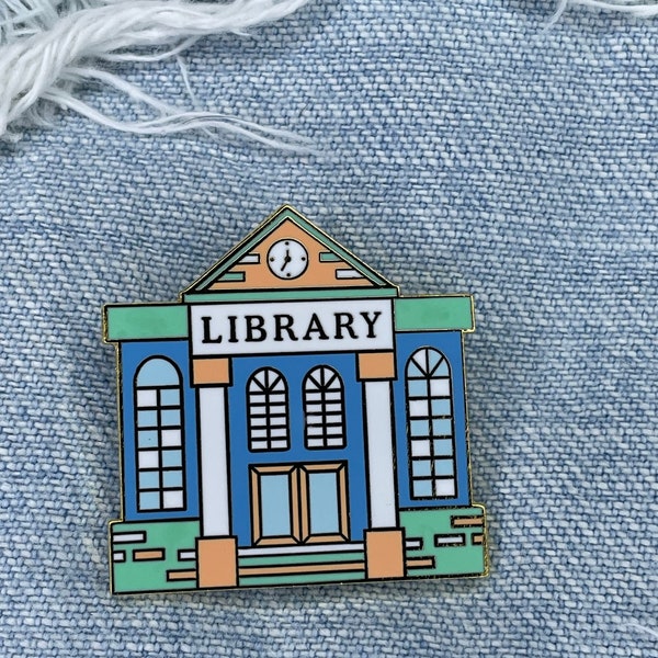 Pastel Library Building Enamel Pin