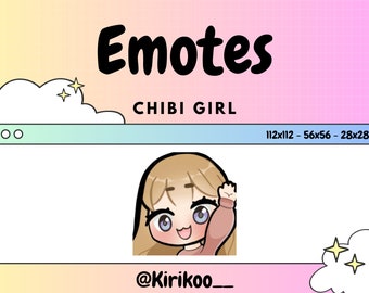 chibi girl | Emote for Twitch, Discord and Youtube | Blonde hair and purple eyes | cute | kawaii | Stream Assets | emotes | cozy | streaming