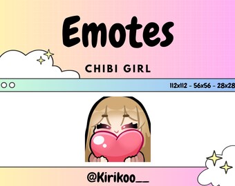 chibi girl | Emote for Twitch, Discord and Youtube | Blonde hair and purple eyes | cute | kawaii | Stream Assets | emotes | cozy | streaming