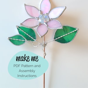 Pattern and tutorial DIGITAL download garden stake stained glass / Easy 3D flower and instructions image 2