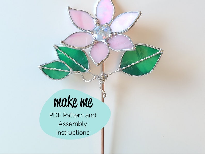 Pattern and tutorial DIGITAL download garden stake stained glass / Easy 3D flower and instructions image 2