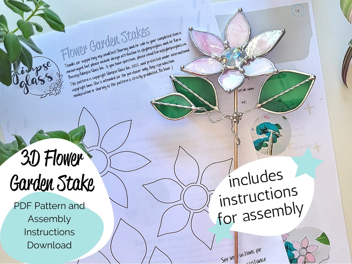 Pattern and Instructions Garden Stake Stained Glass / Easy Etsy
