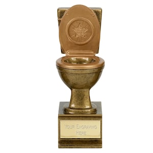 Novelty Golden Flush Toilet Engraved Trophy Cup Award 15cm (6")  FREE ENGRAVING