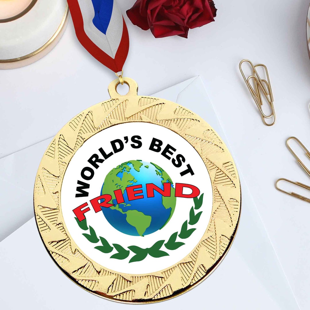 Large Gold Heavyweight World's Best Friend Medal 70mm With Free Ribbon ...