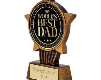 #1 Dad Trophy Award - 7 Inch Engraved World's Best Father Gift