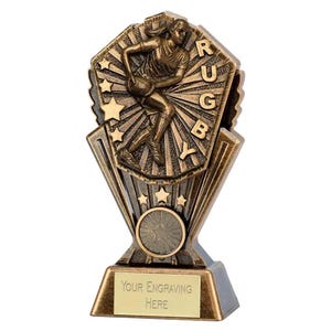 Peak 2D Female Girls Rugby Boot Ball Engraved Trophy Award 2 Sizes FREE ENGRAVING