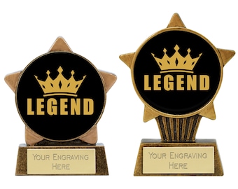 Gold Star Legend Gift Trophy Award In 2 Sizes With Free Personalised Engraving