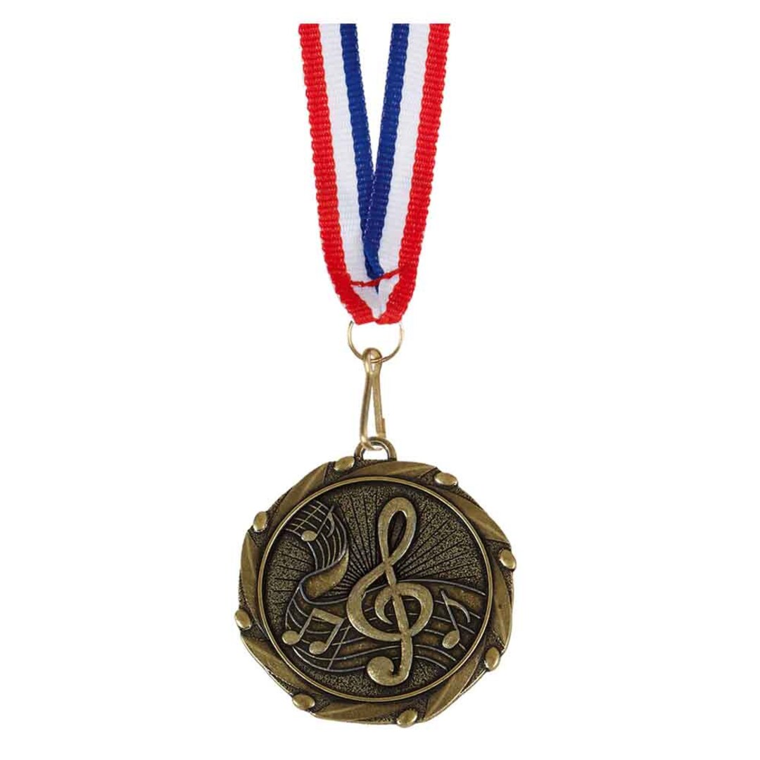Singing Ribbons Gold Music Singing Medal With Ribbon 45mm FREE ENGRAVING & DELIVERY - Etsy