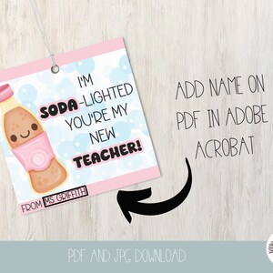 PRINTABLE I'm Soda-lighted That You're My New Teacher - Etsy