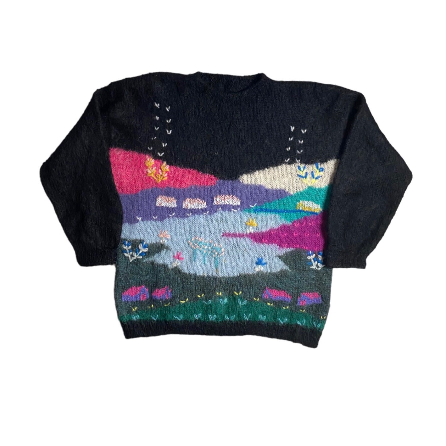 Vintage Hanes Sport Embroidery Animal Patchwork Crewneck Sweatshirt Size  2XL Fit XL 