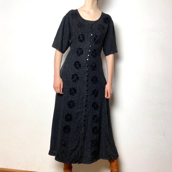 Vintage 90s dress with velour flowers and lots of… - image 5