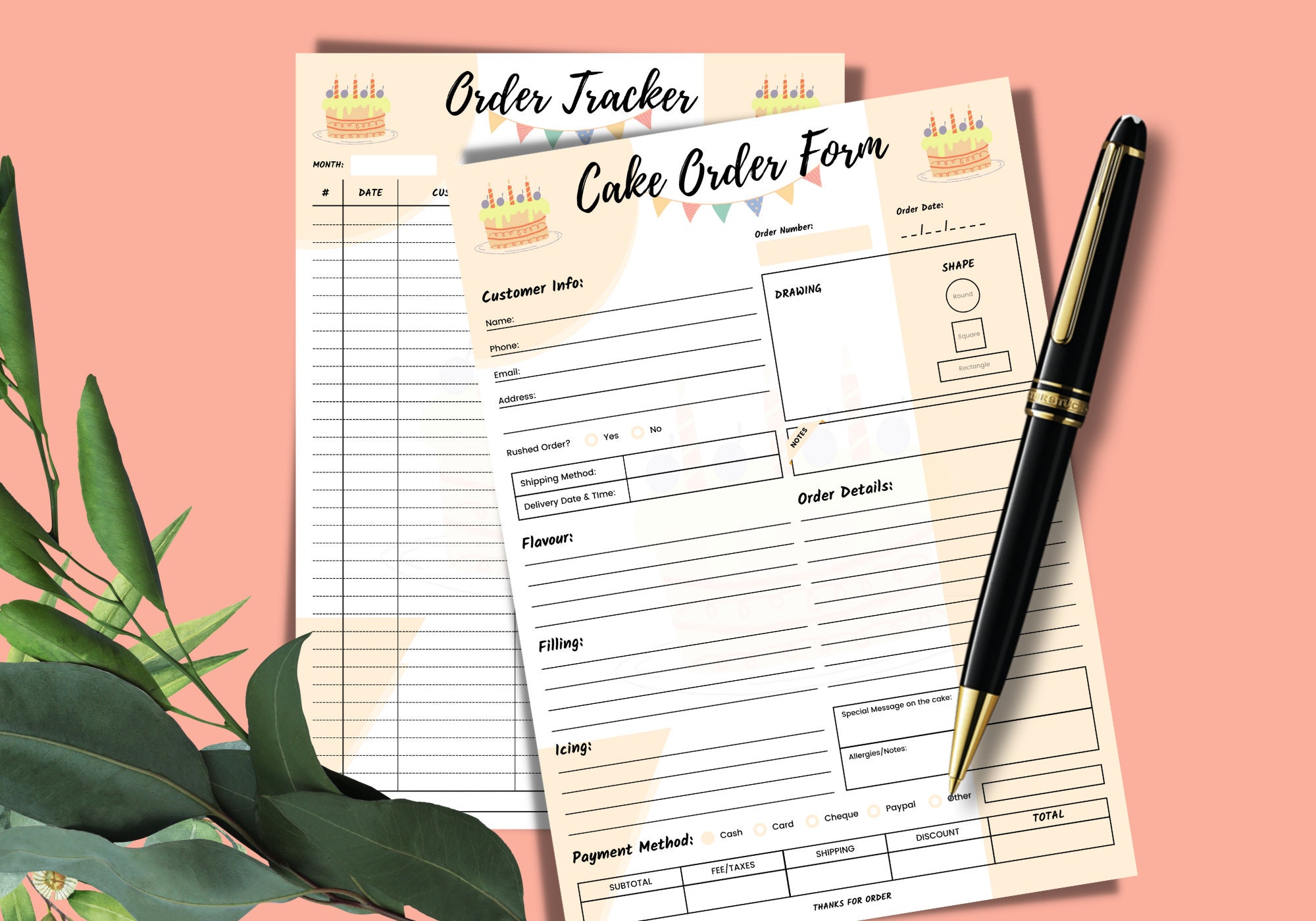 Buy Cake Order Form Order Tracker Daily Notes Cake Business Online in