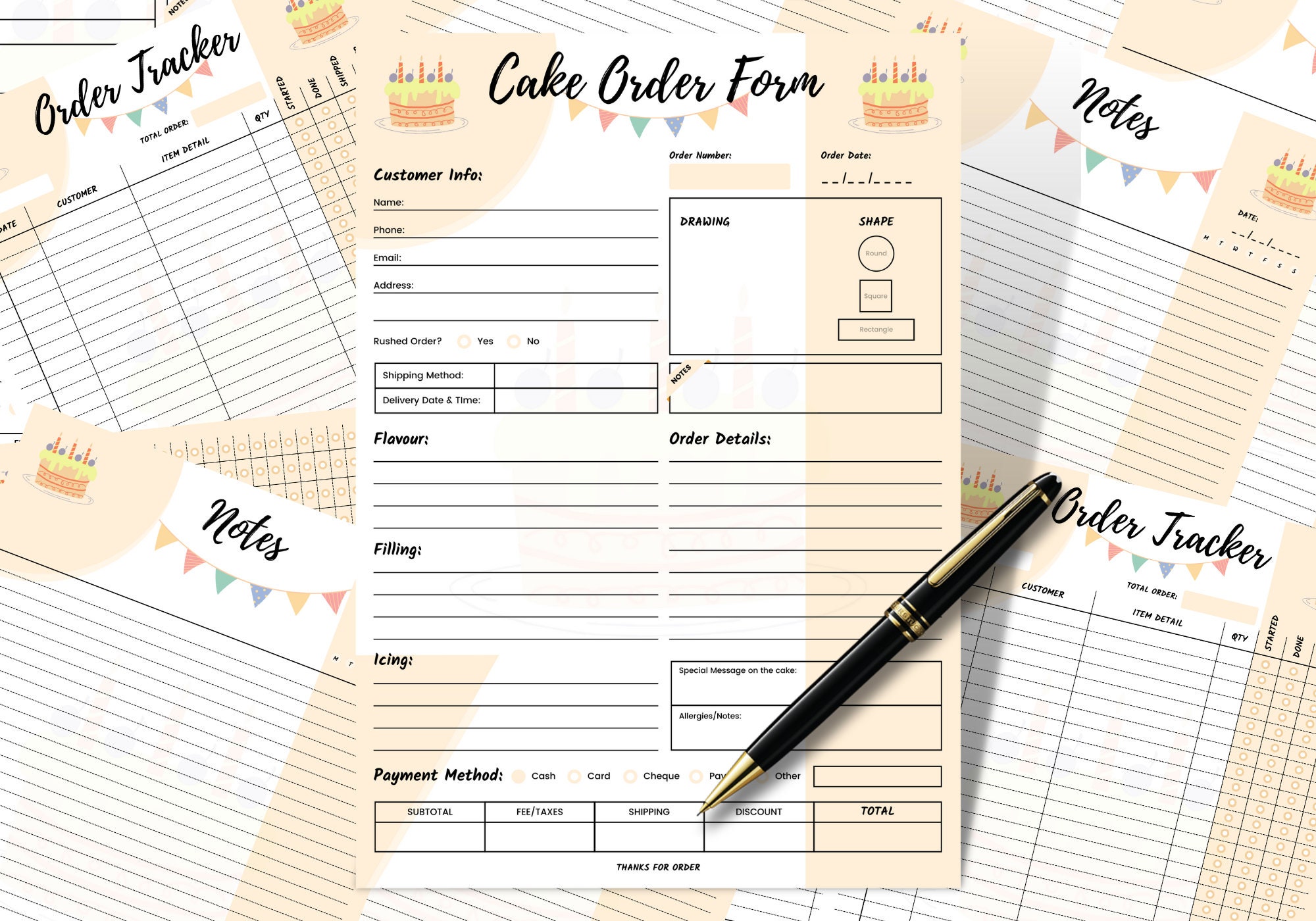 Buy Cake Order Form Order Tracker Daily Notes Cake Business Online in