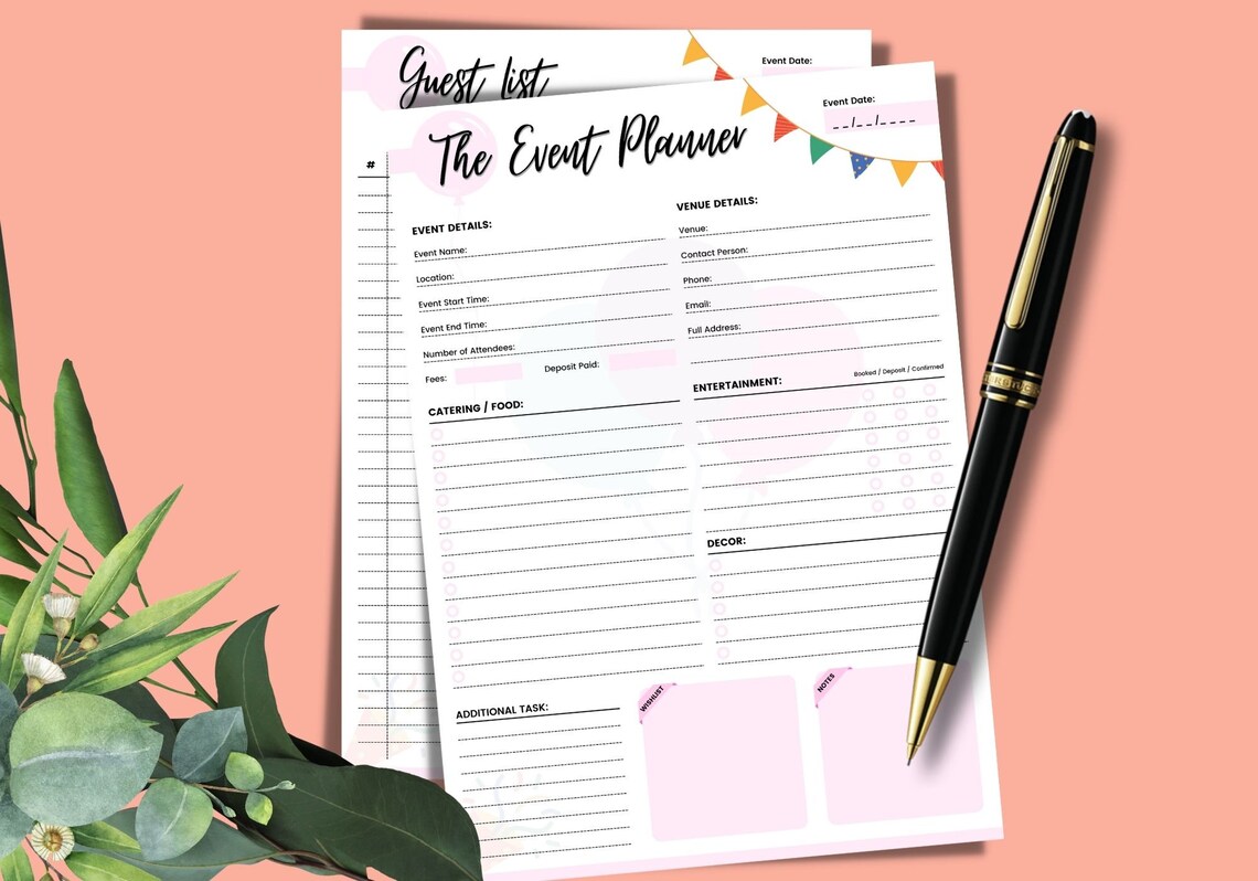 Event Planner Template Printable Event & Party Forms Event Planning ...