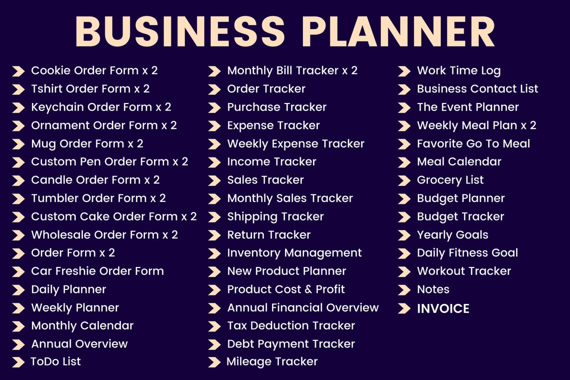 Cookie Business Planner, Order Form Template, Order Tracker, INVOICE