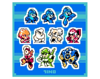Mega Man Sticker Sheet - Pixel Art Capcom Nintendo Retro Video Game