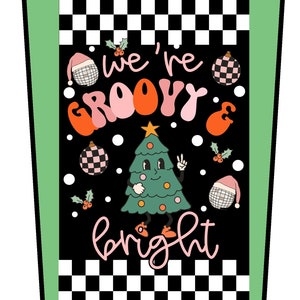 GROOVY RETRO CHRISTMAS Classroom Bulletin Board Kit- Groovy and Bright Door Set- Christmas Groovy Decoration- Teacher Door- Retro Classroom