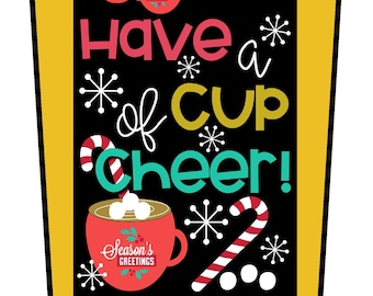 Cup of Cheer Holiday Decor- Classroom Bulletin Board- Cheer Themed Door Set- Christmas Decor- Teacher Decor- December Door Decoration Set