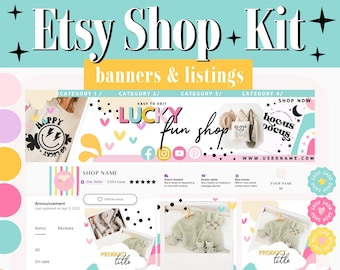 Etsy Shop Banner Kit: Bright Branding Templates (Canva Editable)