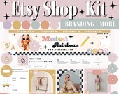 Etsy Shop Banner Templates: Muted Rainbows Branding Kit (Canva Editable)