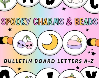 Halloween Friendship Bead Alphabet PNG | Spooky Bulletin Board Letters A-Z | Retro Halloween Clipart | Digital Download