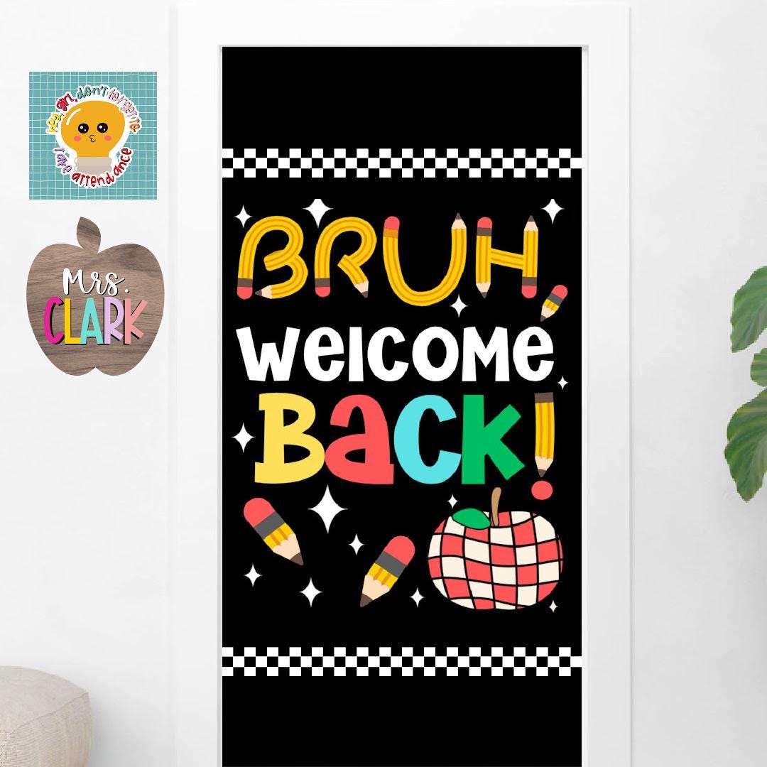 Retro Bruh Groovy Teacher Apple Classroom Bulletin Board- Door ...
