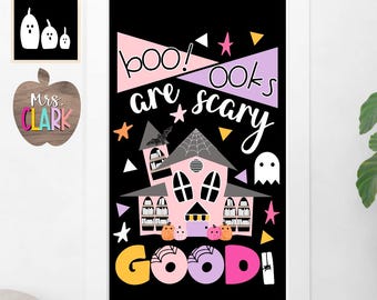 Exhibición de libros de Halloween: Decoración espeluznante para el aula (Descarga digital)