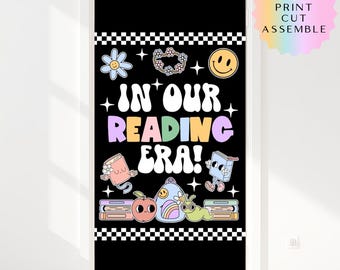 Kit para tablón de anuncios "En nuestra era de la lectura" / Decoración retro para la puerta del aula de lectura / Exhibición imprimible para la biblioteca de regreso a clases (hágalo usted mismo)