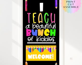 I Teach a Beautiful Bunch of Kiddos Bulletin Board Kit | Crayon Classroom Decor | DIY Printable Door Decor | Back to School Bulletin Board