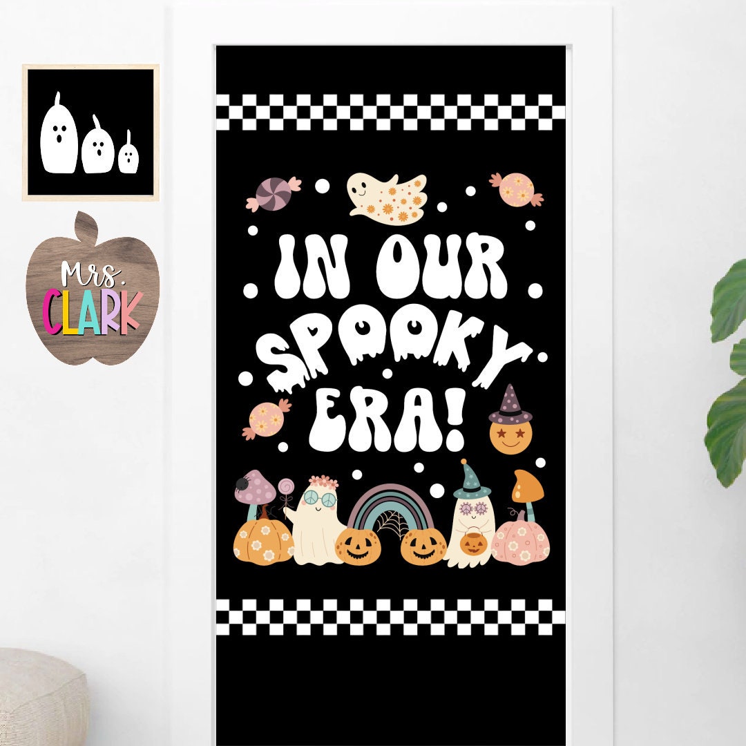 Groovy Halloween Classroom Bulletin Board Printable Retro Spooky Theme ...