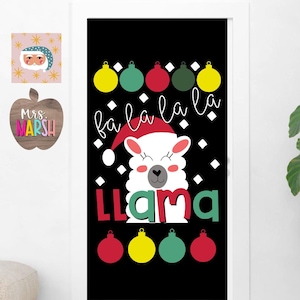 Fa La La Llama Decor- Classroom Bulletin Board- Llama Themed Door Set- Llama Christmas Decoration- Teacher Decor- Llama Door Decoration Kit