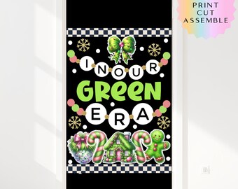 Christmas Bulletin Board Kit | Door Decor | In Our Green Era Coquette Classroom Decor | Retro Holiday Printable