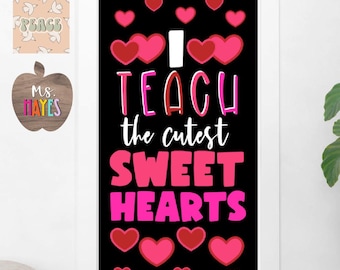 Decoración para la puerta del aula con temática de corazones: Tablón de anuncios de San Valentín (descarga digital)