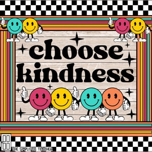 GROOVY KINDNESS RETRO Smiley Face Bulletin Board Decor- Bulletin Board Ideas-Bulletin Board Kit-Classroom Decor-Bulletin Board Letters