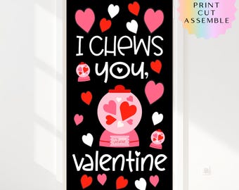 Tablero de anuncios "Te mastico" para San Valentín / Decoración para el aula del Día de San Valentín / Decoración de puerta con dulces para San Valentín / Tablero de anuncios imprimible para febrero (hazlo tú mismo)